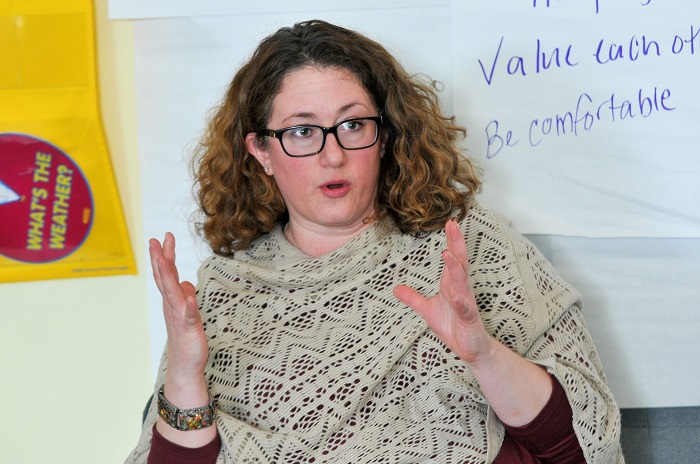 Adult presenting at a workshop