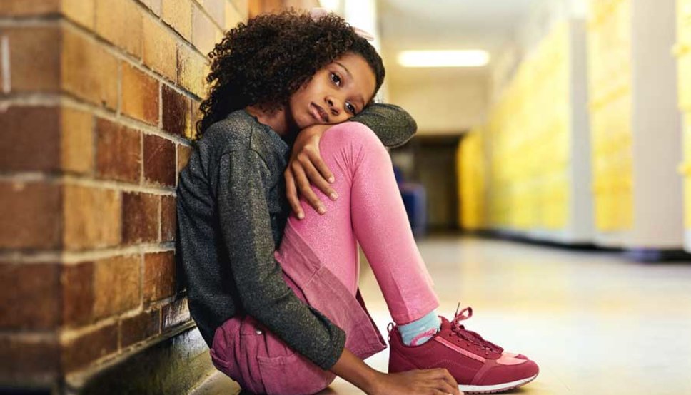 School age girl with anxiety