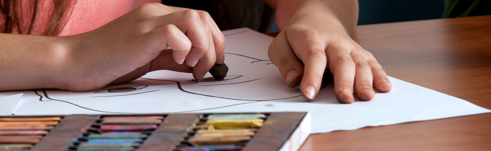 Close up of person drawing or painting