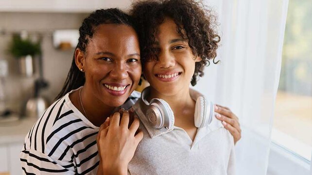 Mother and teenage son